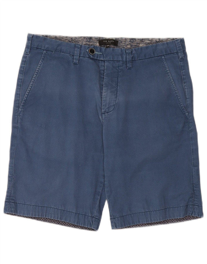 Shorts Chino Masculino Ted Baker W32 Algodão Geométrico Azul Médio