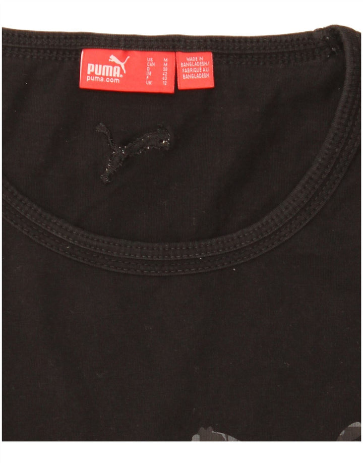 Puma Mulher Graphic Top Manga Longa UK 12 Médio Preto