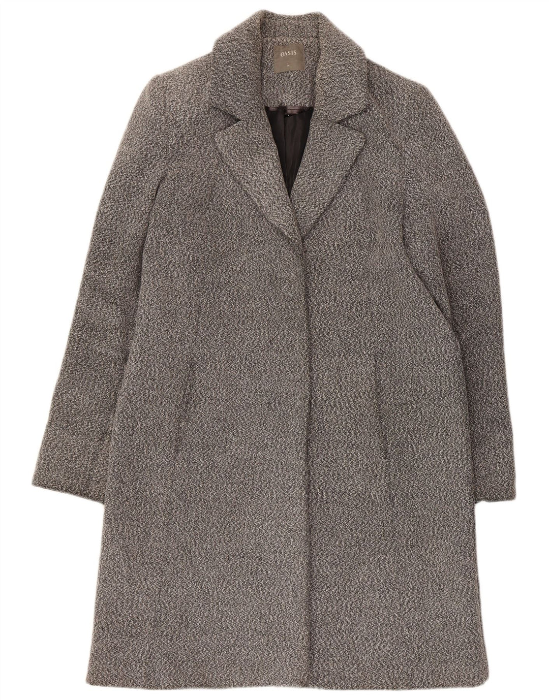 Sobretudo feminino Oasis Regular Fit UK 14 Poliéster manchado cinza médio