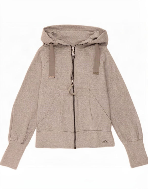 Suéter adidas feminino com capuz e zíper UK 10 pequeno algodão cinza
