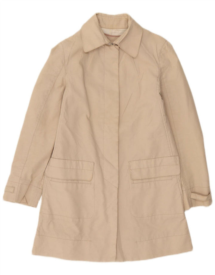 Zara Womens Trench Coat UK 12 Algodão Bege Médio