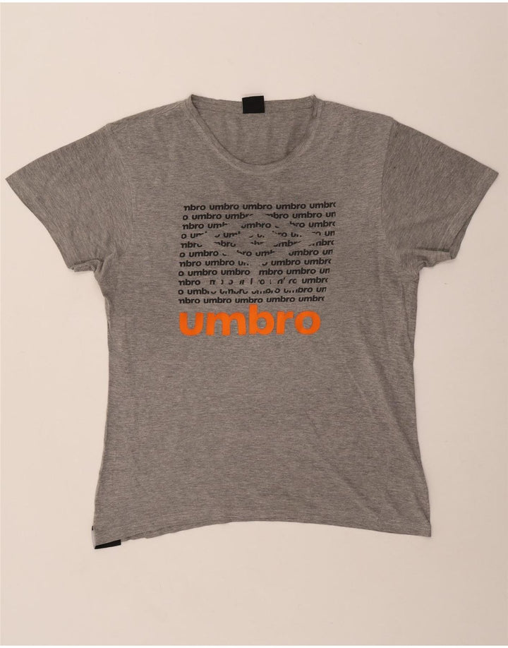 Camiseta masculina gráfica Umbro Top cinza médio algodão manchado