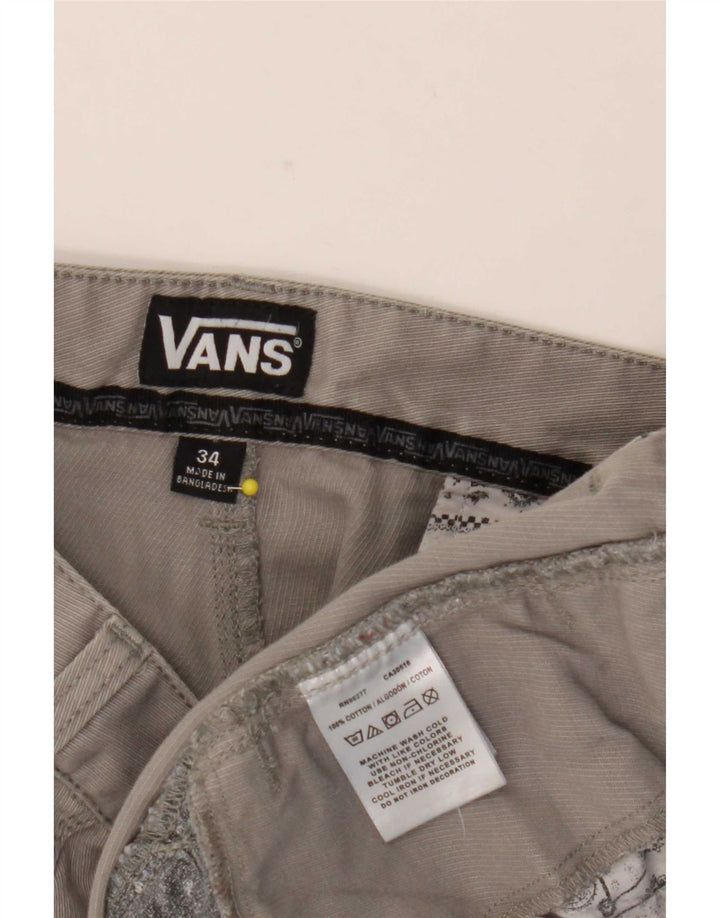 Vans Masculino Casual Shorts W34 Grande Algodão Cinza