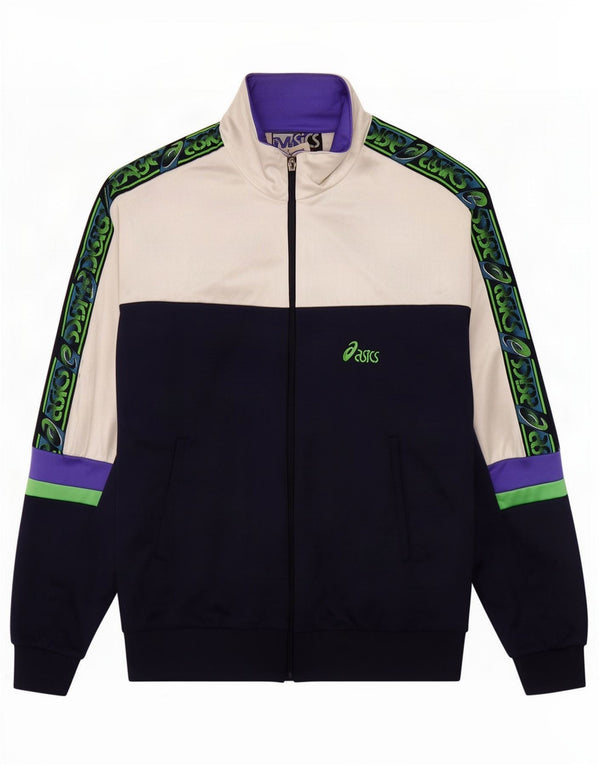 Asics Mens Graphic Tracksuit Top Jacket IT 52 Grande bloco colorido azul marinho