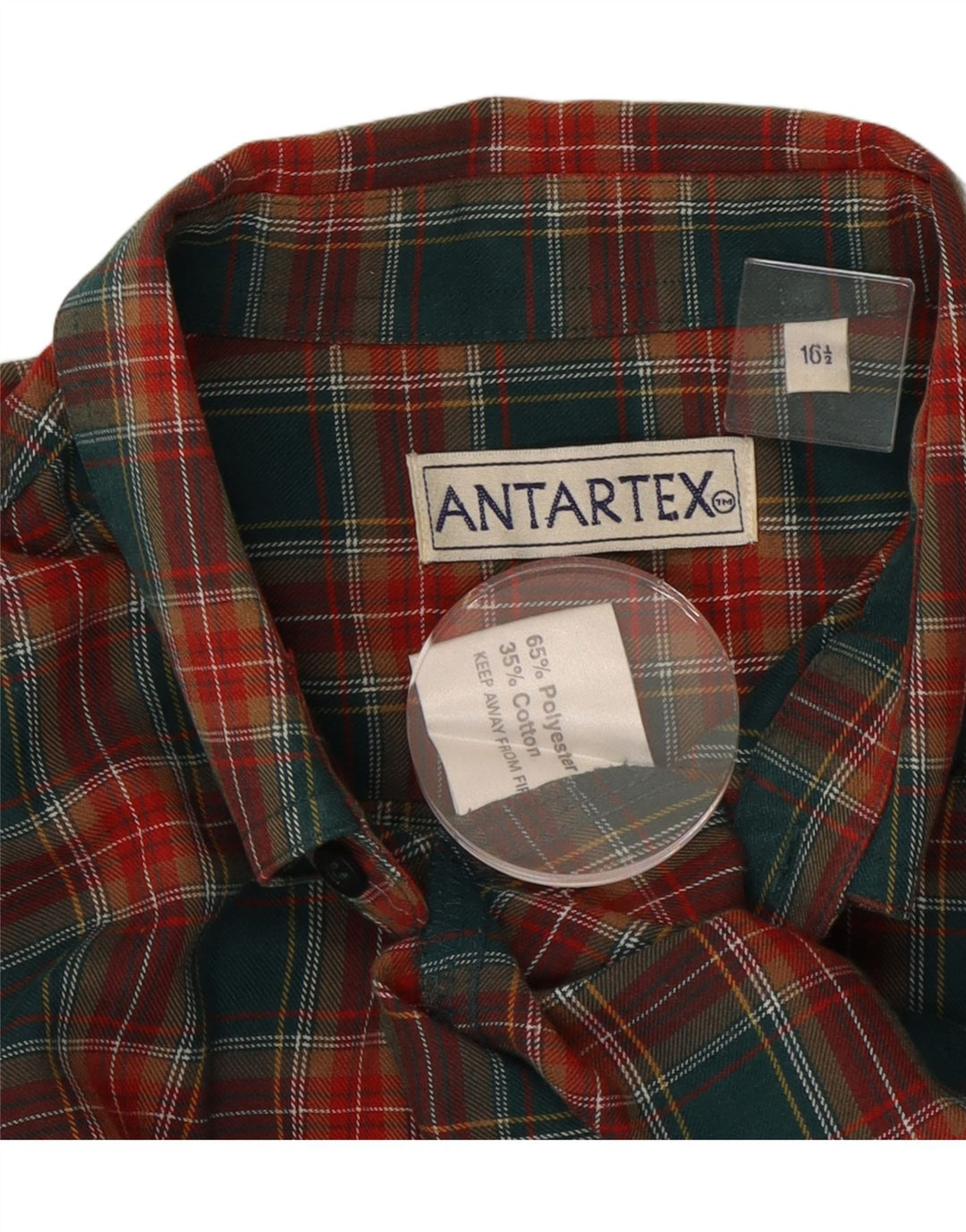 Camisa masculina de flanela Antartex tamanho 16 1/2 poliéster xadrez verde grande
