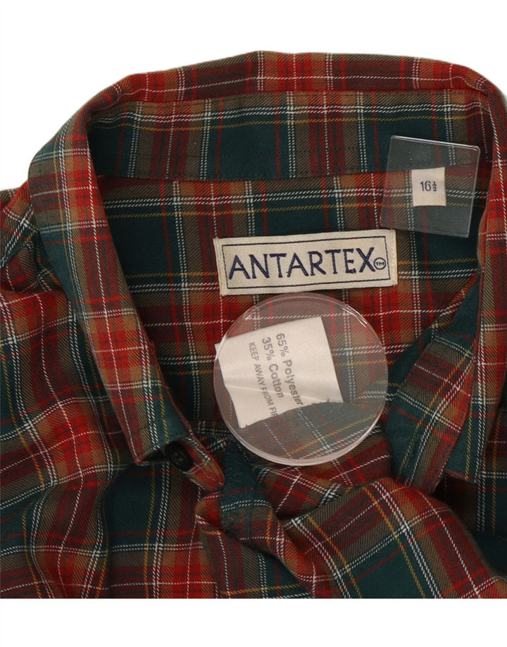 Camisa masculina de flanela Antartex tamanho 16 1/2 poliéster xadrez verde grande