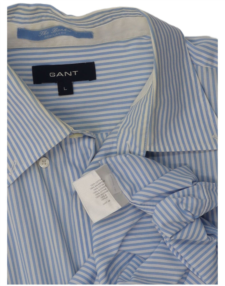 Camisa masculina Gant Regular Fit grande algodão listrado azul