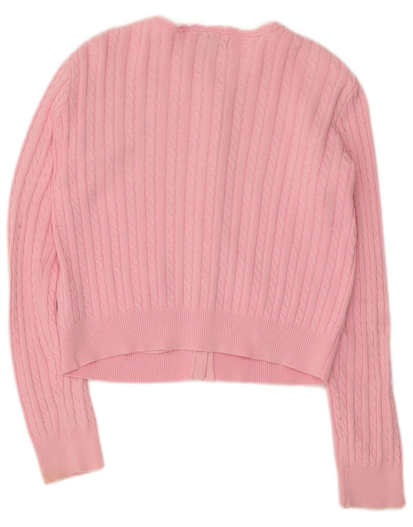 Ralph Lauren Suéter feminino cropped cardigan 12-13 anos grande algodão rosa