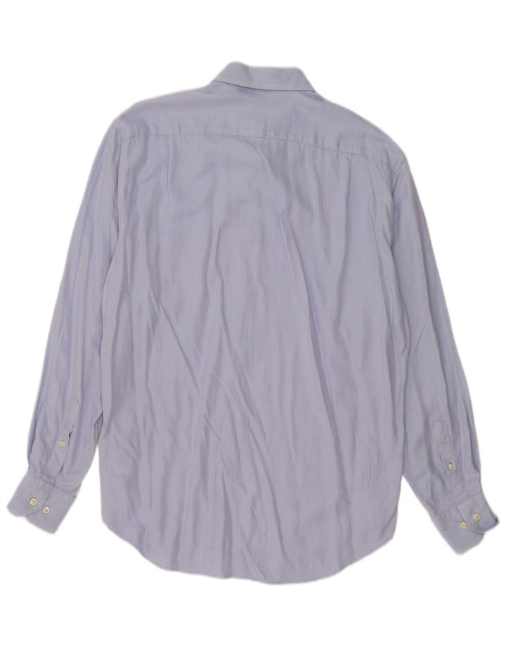 Camisa masculina Massimo Dutti tamanho 42 16 1/2 grande algodão espinha de peixe azul