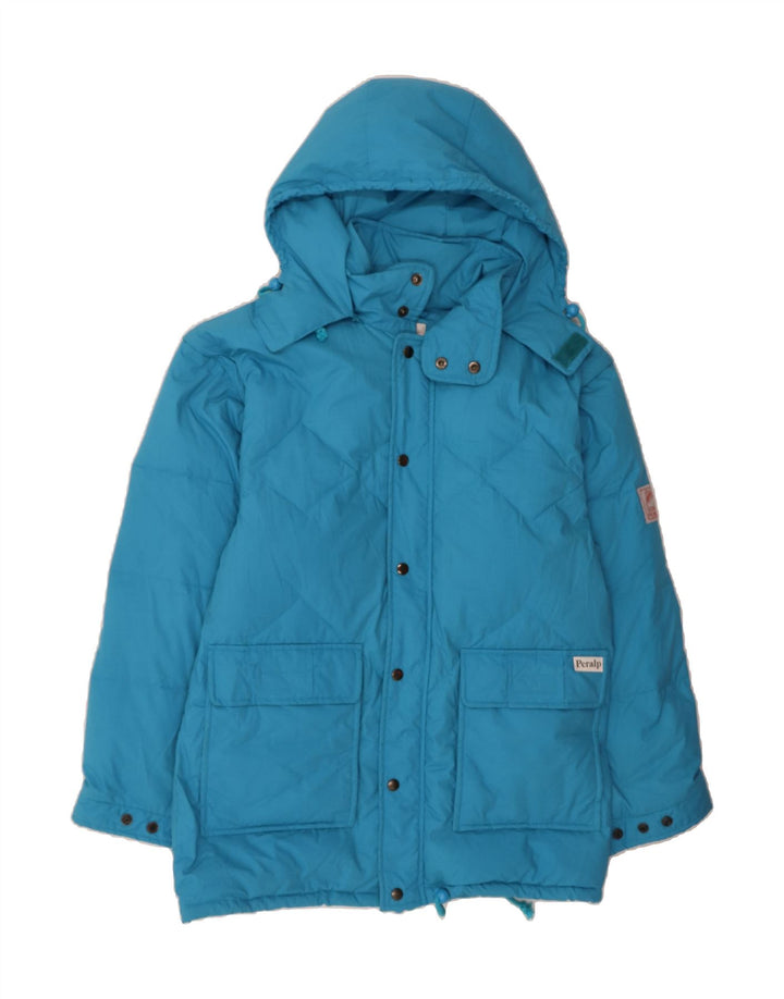 PERALP Mens Hooded Padded Jacket UK 36 Small Blue Polyester Vintage Peralp and Second-Hand Peralp from Messina Hembry 