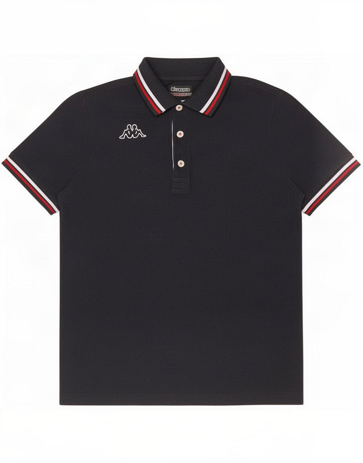Camisa polo masculina Kappa pequena listrada cinza algodão