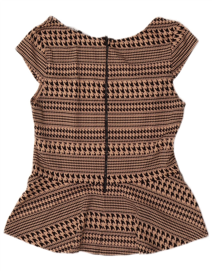 Blusa feminina Oasis UK 12 Houndstooth bege médio