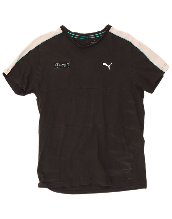 Puma Mens Mercedes AMG Petronas Camiseta Top Grande Preto Colorblock Algodão