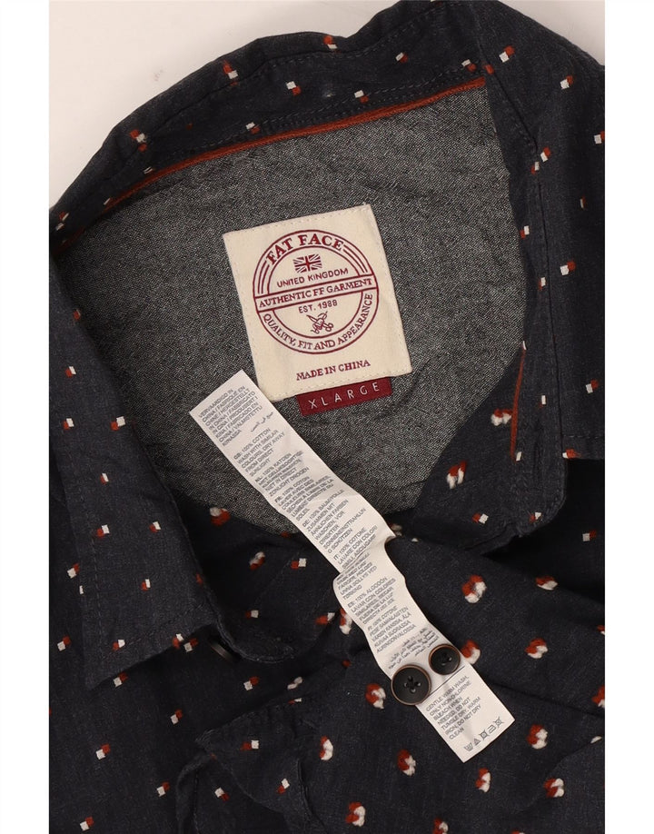 Camisa masculina Fat Face XL algodão manchado azul marinho