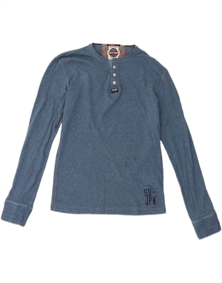 Superdry Mens Top Manga Longa Médio Algodão Azul