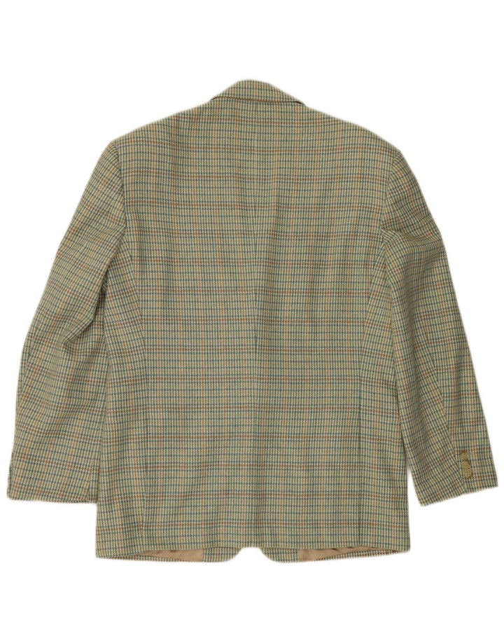 Jaqueta blazer masculina Lebole com 2 botões IT 50 grande lã houndstooth verde