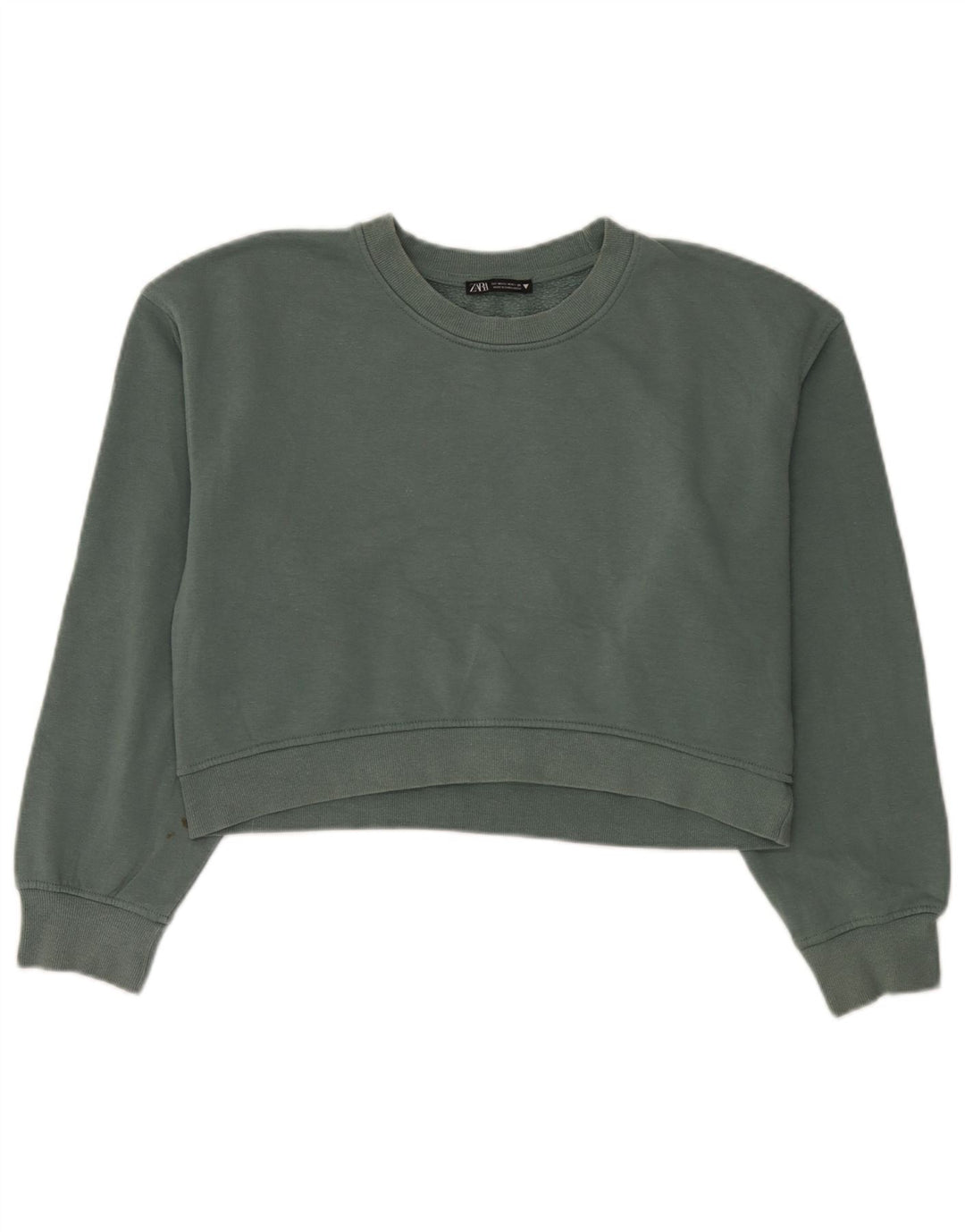 Zara Womens Crop Oversized Moletom Jumper UK 14 Médio Algodão Verde