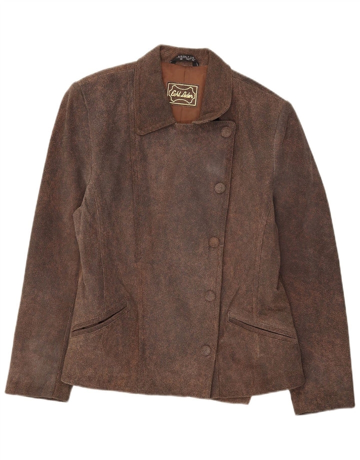 Jaqueta blazer feminina vintage de camurça com 5 botões IT 42 marrom médio