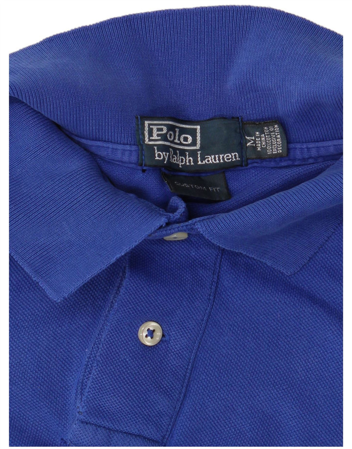 Camisa polo masculina RALPH LAUREN de ajuste personalizado de algodão azul médio