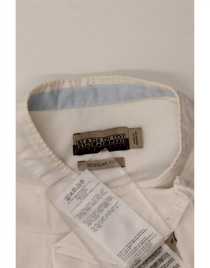 Camisa masculina NAPAPIJRI Geographic Regular Fit médio algodão branco