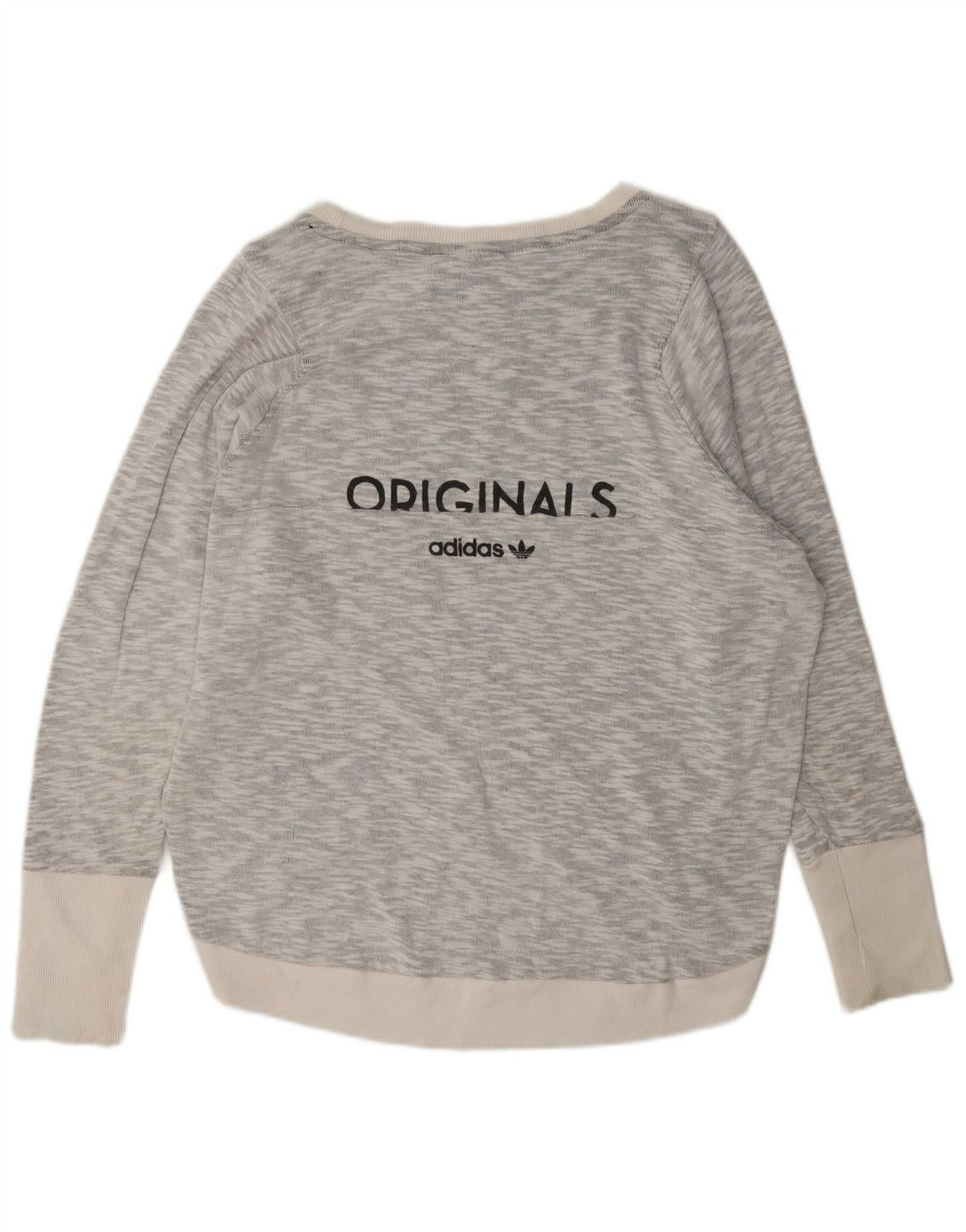 Adidas feminino gráfico oversized moletom jumper reino unido 14 grande cinza manchado