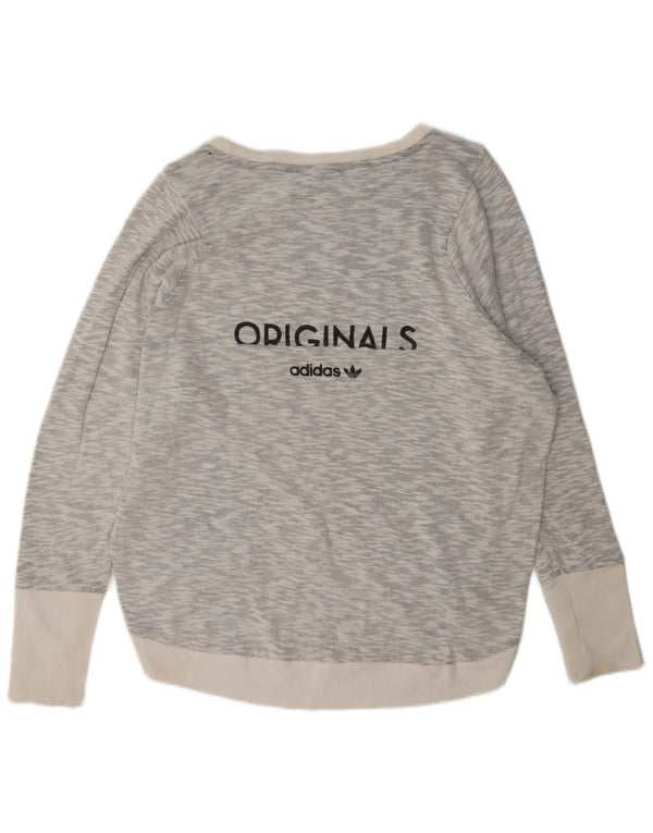Adidas feminino gráfico oversized moletom jumper reino unido 14 grande cinza manchado