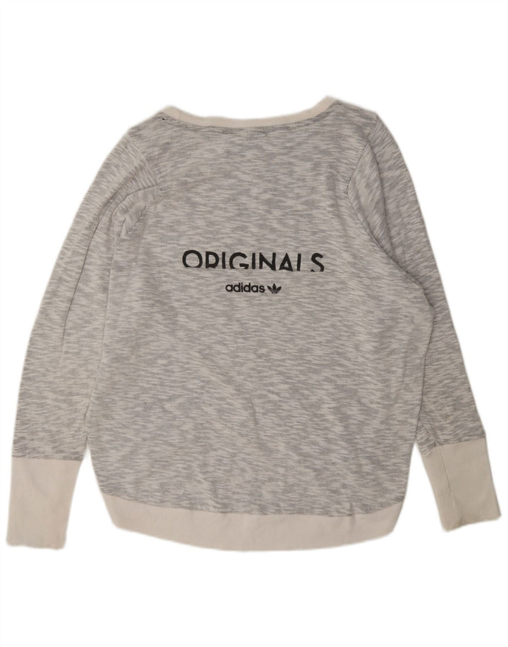 Adidas feminino gráfico oversized moletom jumper reino unido 14 grande cinza manchado