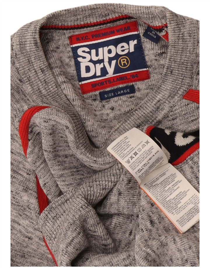 Suéter masculino Superdry com gola redonda e gola redonda grande cinza colorblock