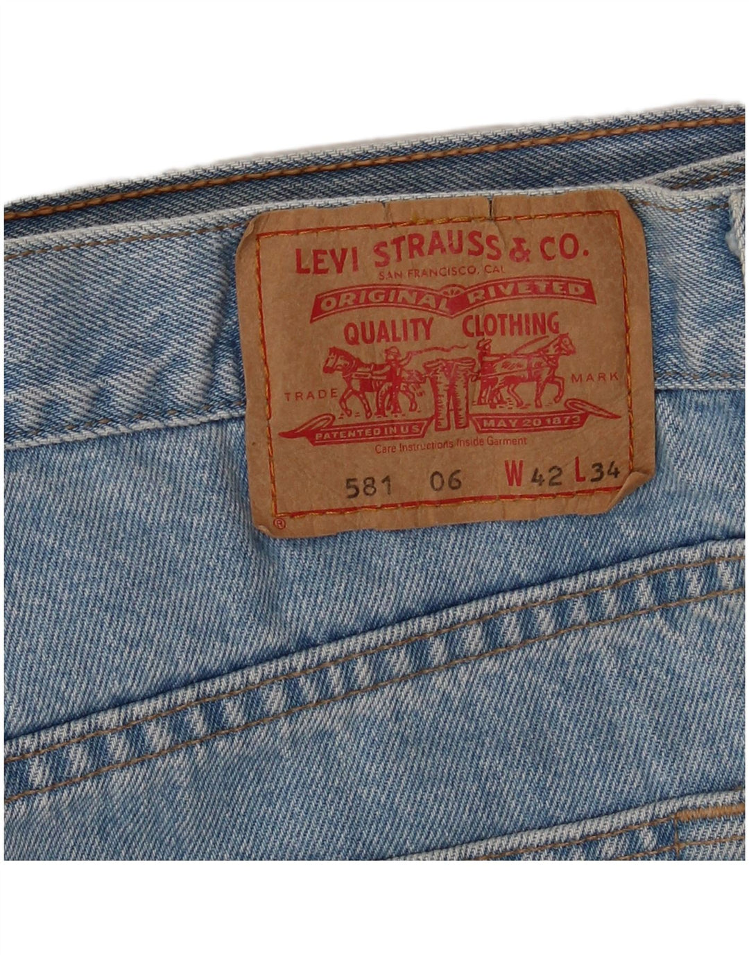 LEVI'S Masculino 581 Straight Jeans W42 L31 Azul Algodão