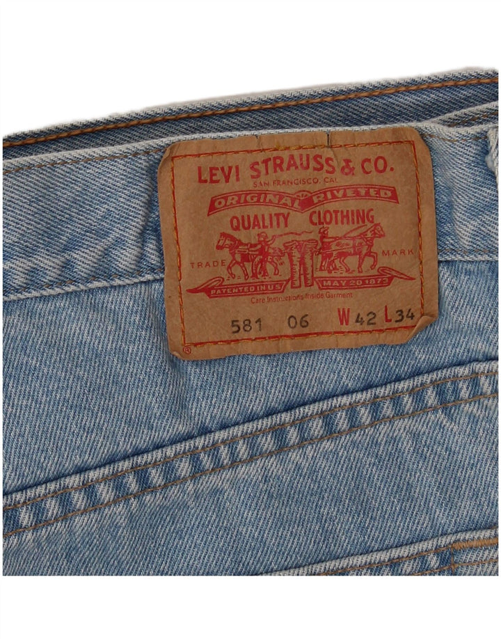 LEVI'S Masculino 581 Straight Jeans W42 L31 Azul Algodão