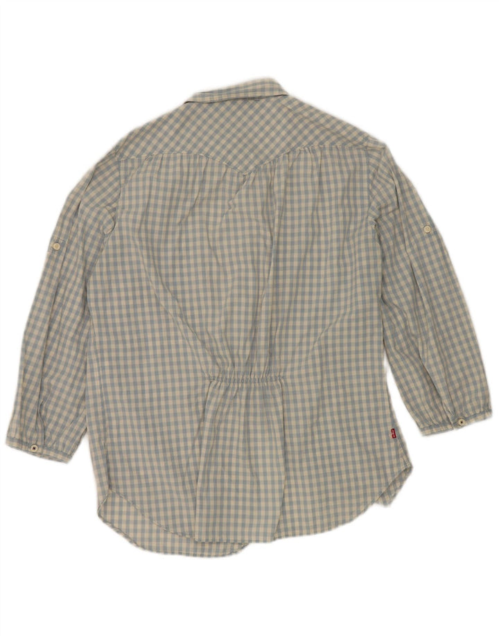 Camisa feminina de manga 3/4 Levi's Reino Unido 16 grande algodão guingão azul