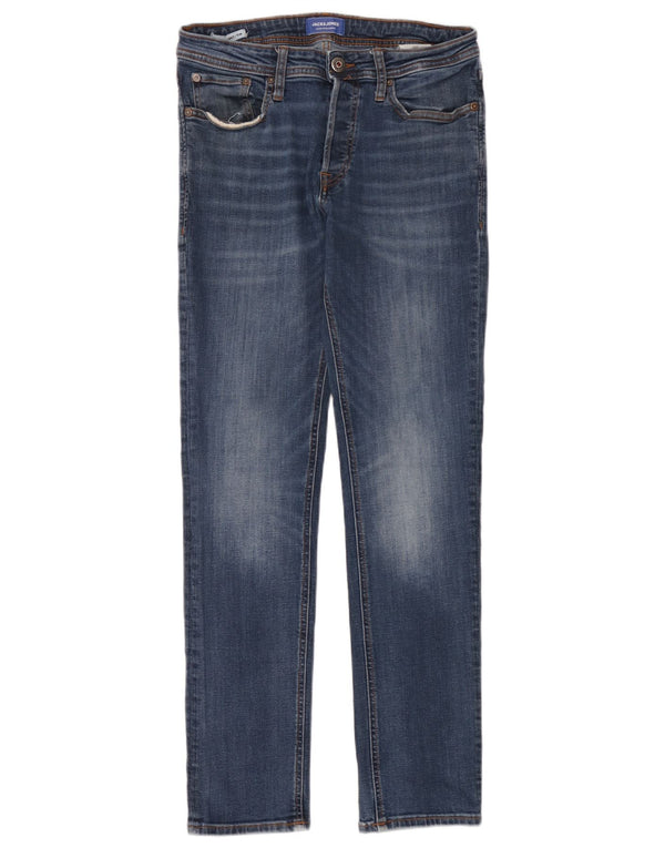 Jack & Jones masculino Tim Slim Fit jeans retos W30 L32 algodão azul