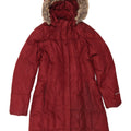 Casaco acolchoado com capuz feminino Eddie Bauer UK 14 poliéster médio Borgonha