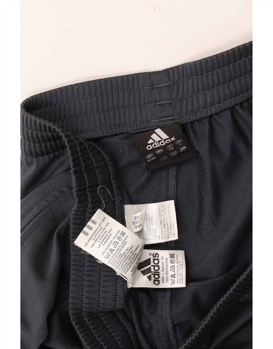 Calças de treino masculinas Adidas UK 38/40 poliéster cinza médio