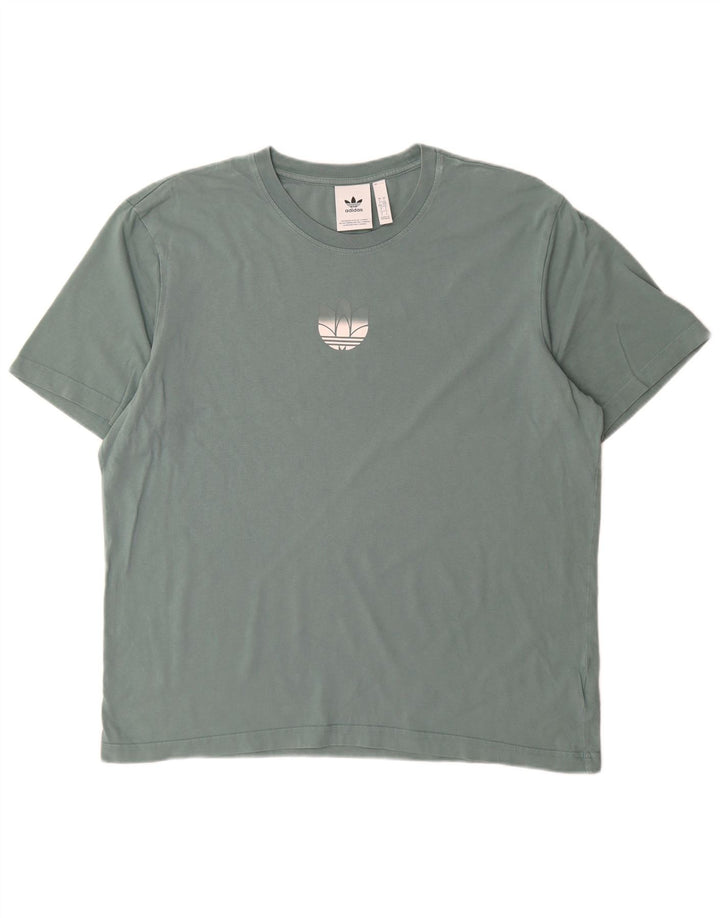 Adidas Mens Camiseta Top Grande Algodão Azul