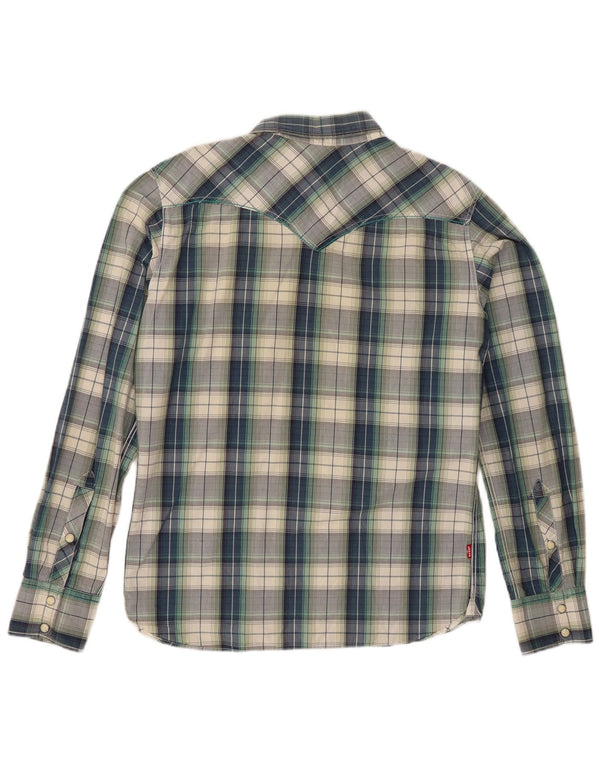 Camisa masculina Levi's grande xadrez azul de algodão