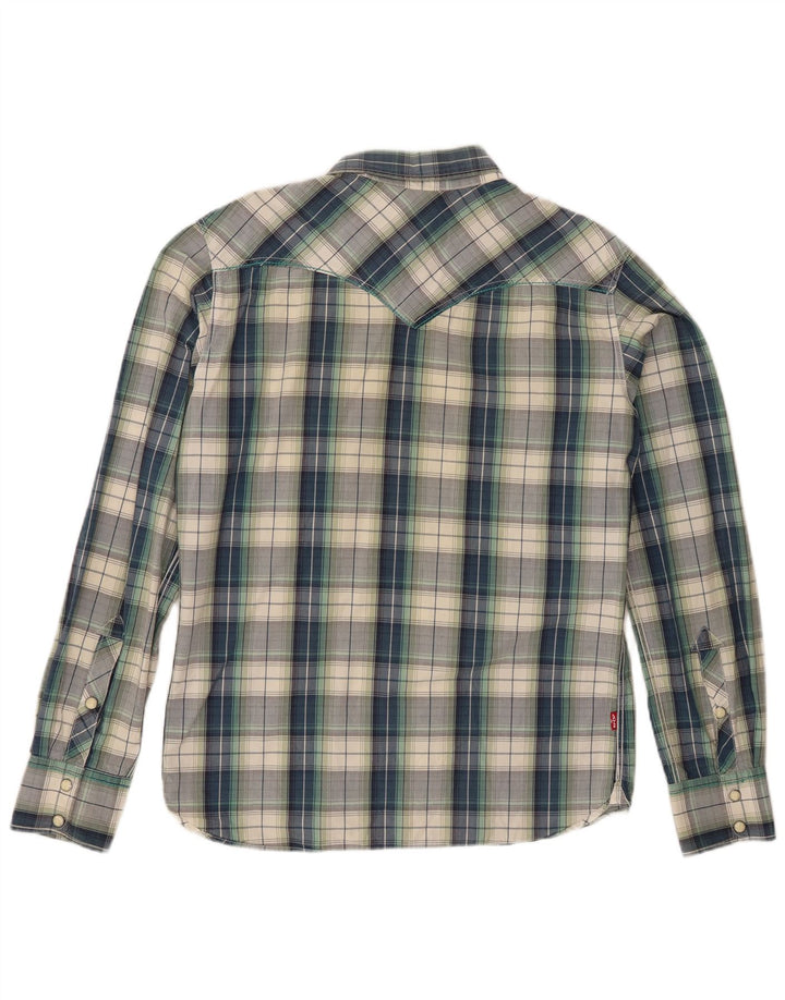 Camisa masculina Levi's grande xadrez azul de algodão