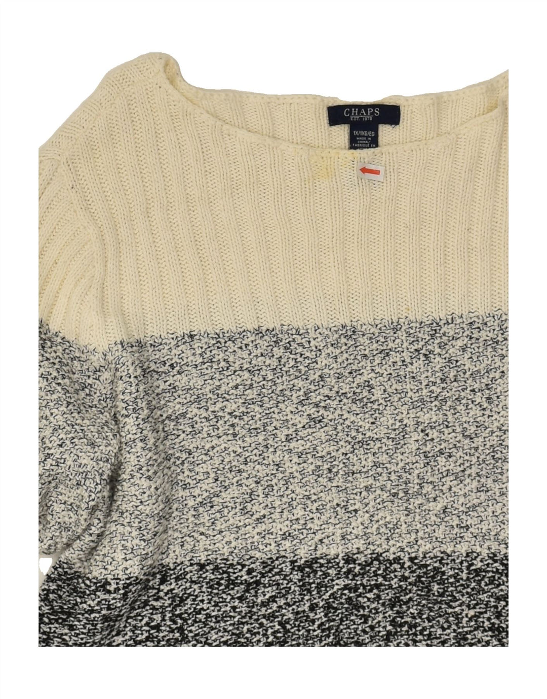 CHAPS Womens Boat Neck Jumper Sweater UK 18 XL Grey Striped Cotton Vintage Chaps and Second-Hand Chaps from Messina Hembry 