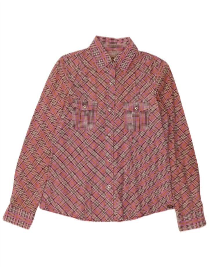 Camisa feminina Marlboro Classics EU 40 algodão xadrez rosa médio