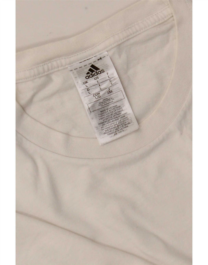 Adidas Mens Camiseta Top Grande Algodão Branco