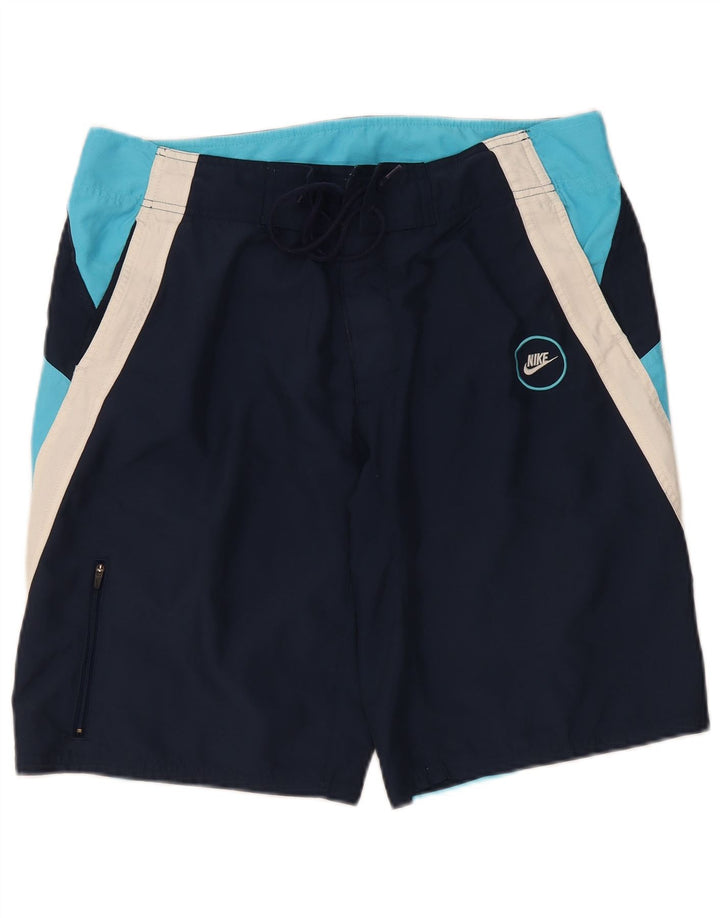 Shorts de natação masculinos Nike grande bloco colorido azul marinho