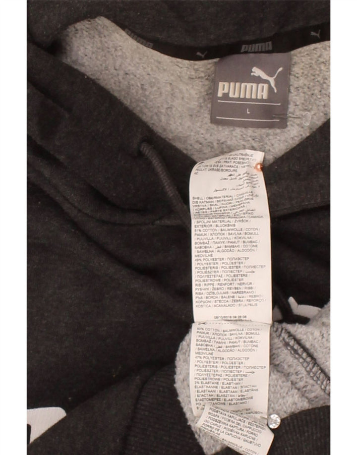 PUMA Mens Graphic Hoodie Jumper Grande Algodão Cinza