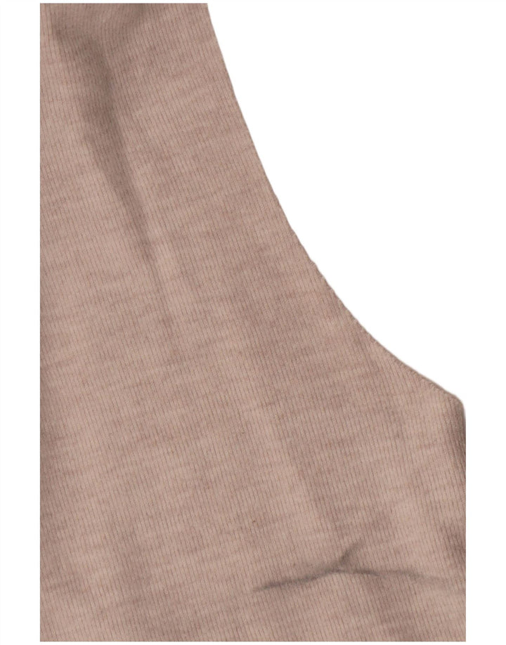 Zara Womens Roll Neck Vest Top Reino Unido 12 Algodão Bege Médio