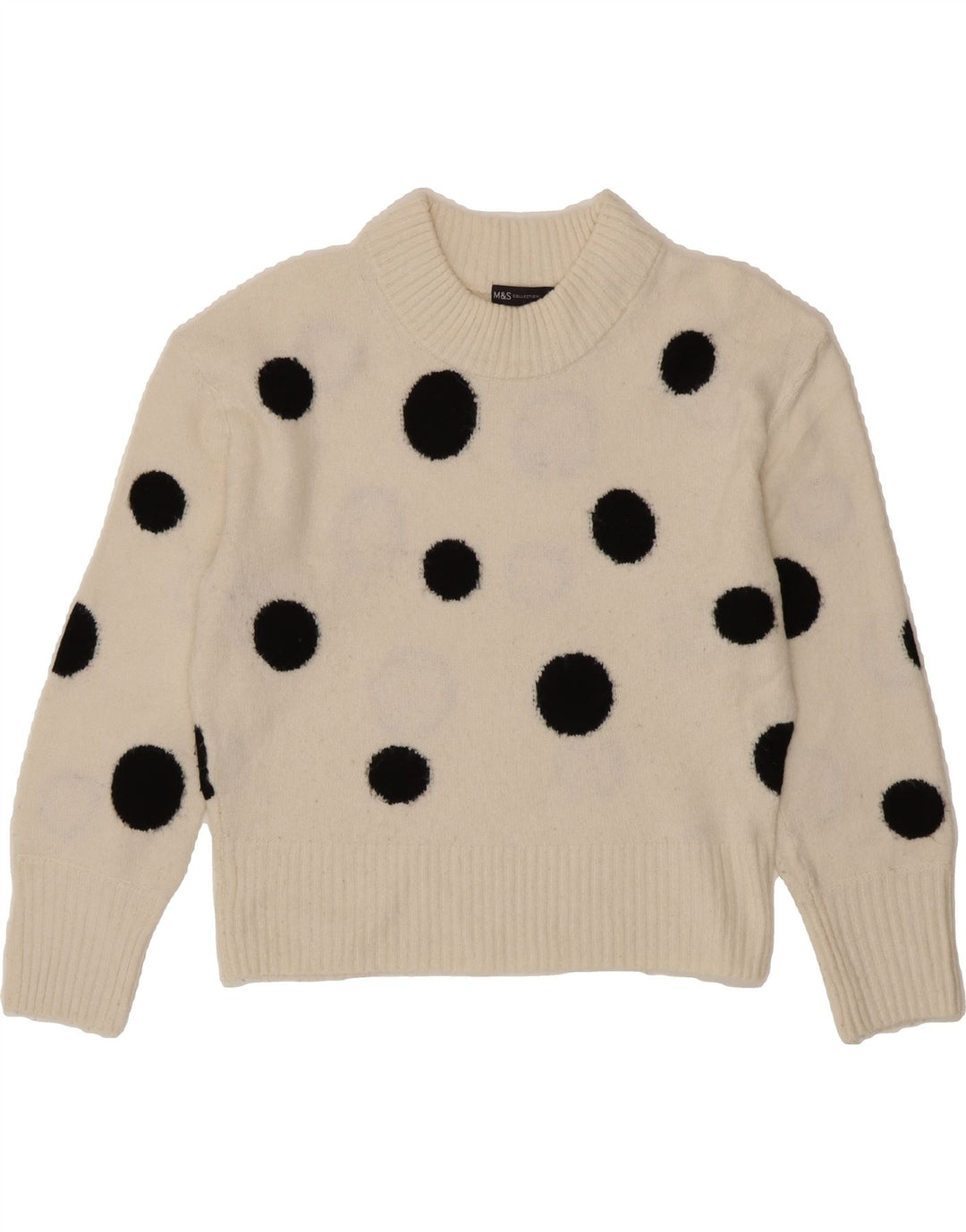 MARKS & SPENCER Womens Crew Neck Jumper Sweater UK 14 Medium White Vintage Marks & Spencer and Second-Hand Marks & Spencer from Messina Hembry 