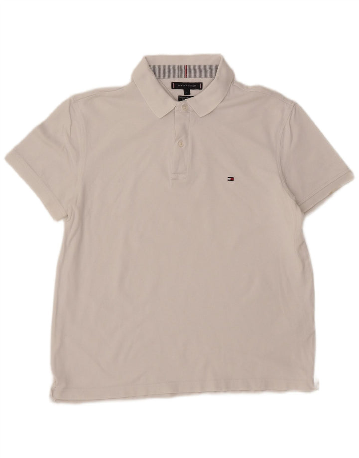 Camisa polo masculina TOMMY HILFIGER regular fit grande algodão branco