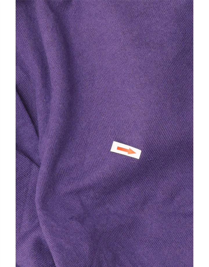 Suéter vintage masculino com gola redonda, caxemira roxa média