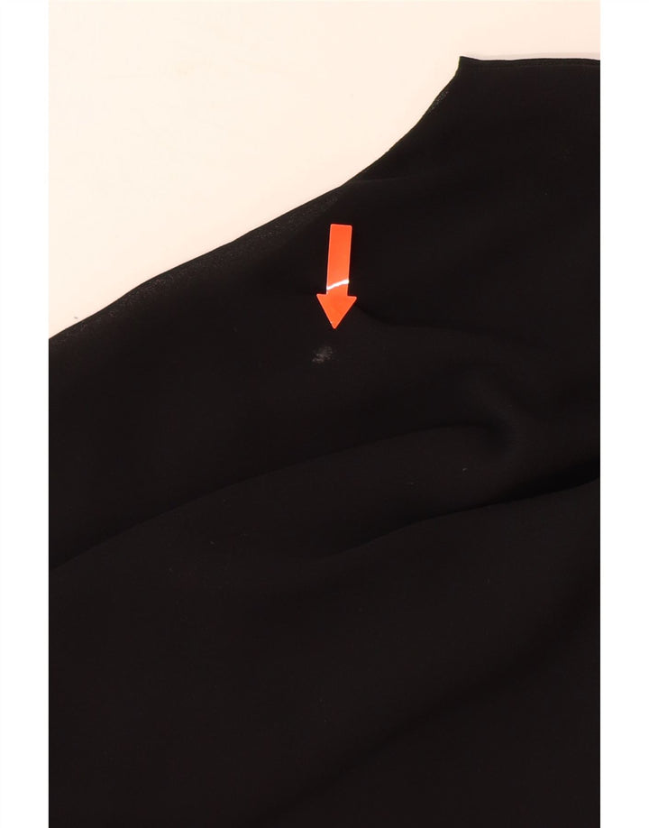 Blusa feminina de manga comprida ZARA UK 14 grande poliéster preto