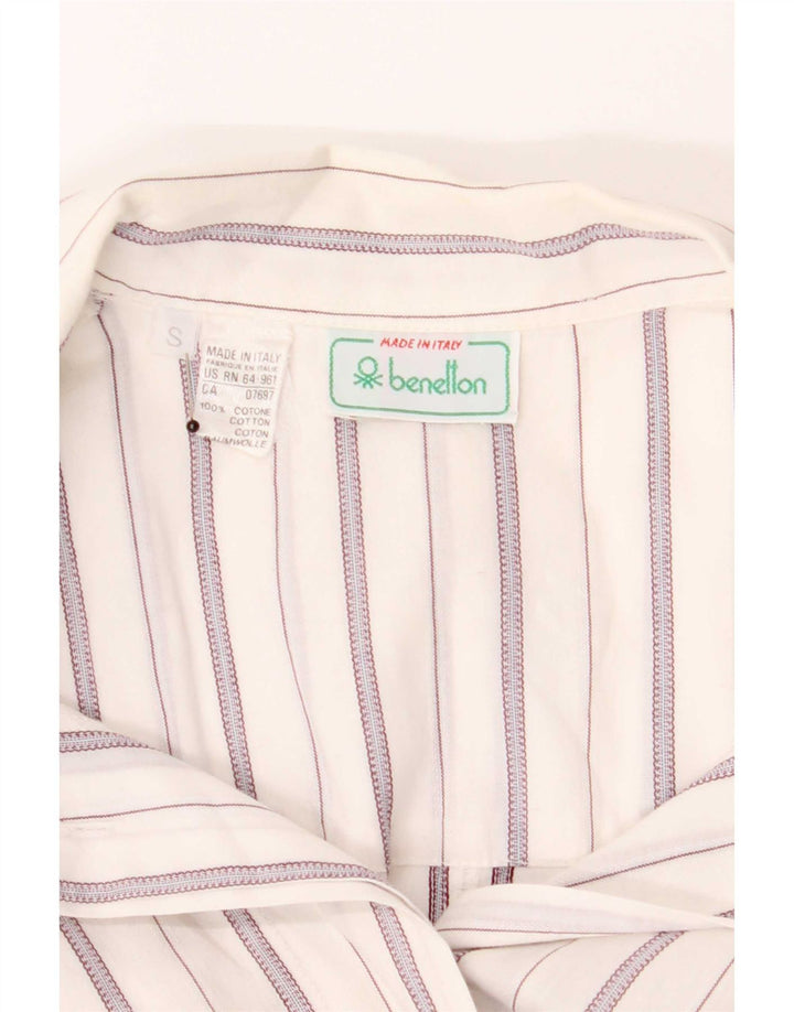 Pulôver feminino Benetton manga 3/4 Reino Unido 10 pequeno listrado branco