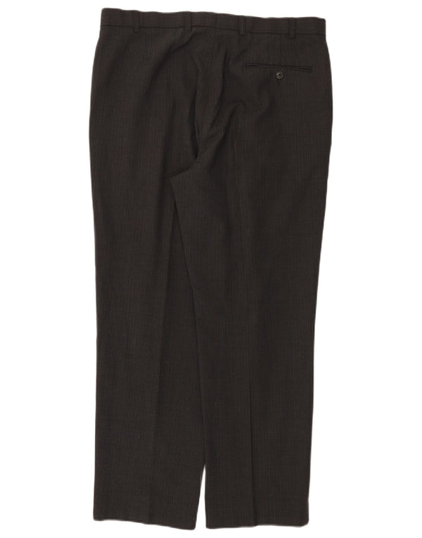 Calça chino reta masculina Marks & Spencer W36 L29 listrada preta