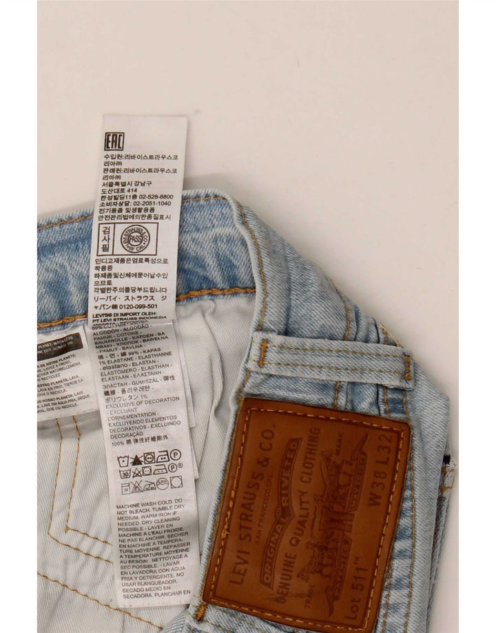 Levi's Masculino 511 Distressed Slim Jeans W38 L32 Azul Algodão